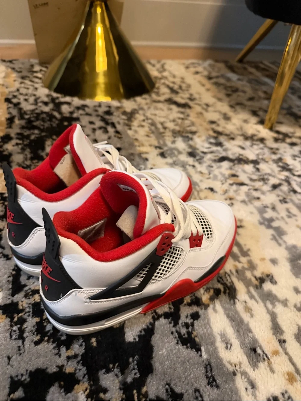 Jordan White and Red Retro Basketball Sneakers